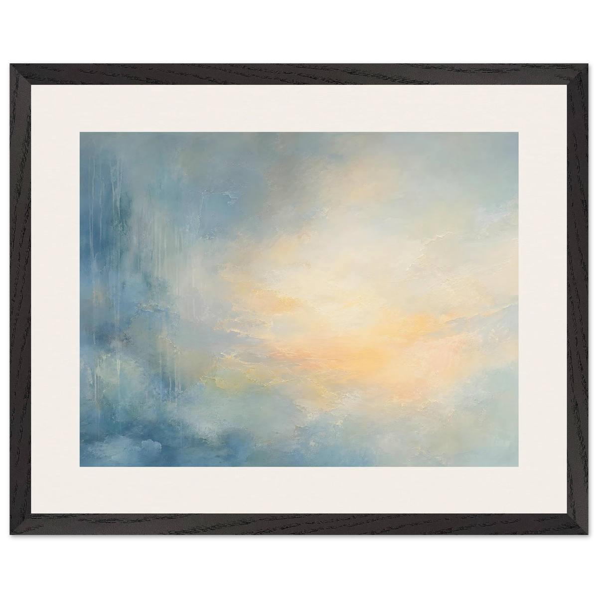 Dawn after Rain: sunrise, coastline and washed light. Framed fine art print, alternate frame and size.