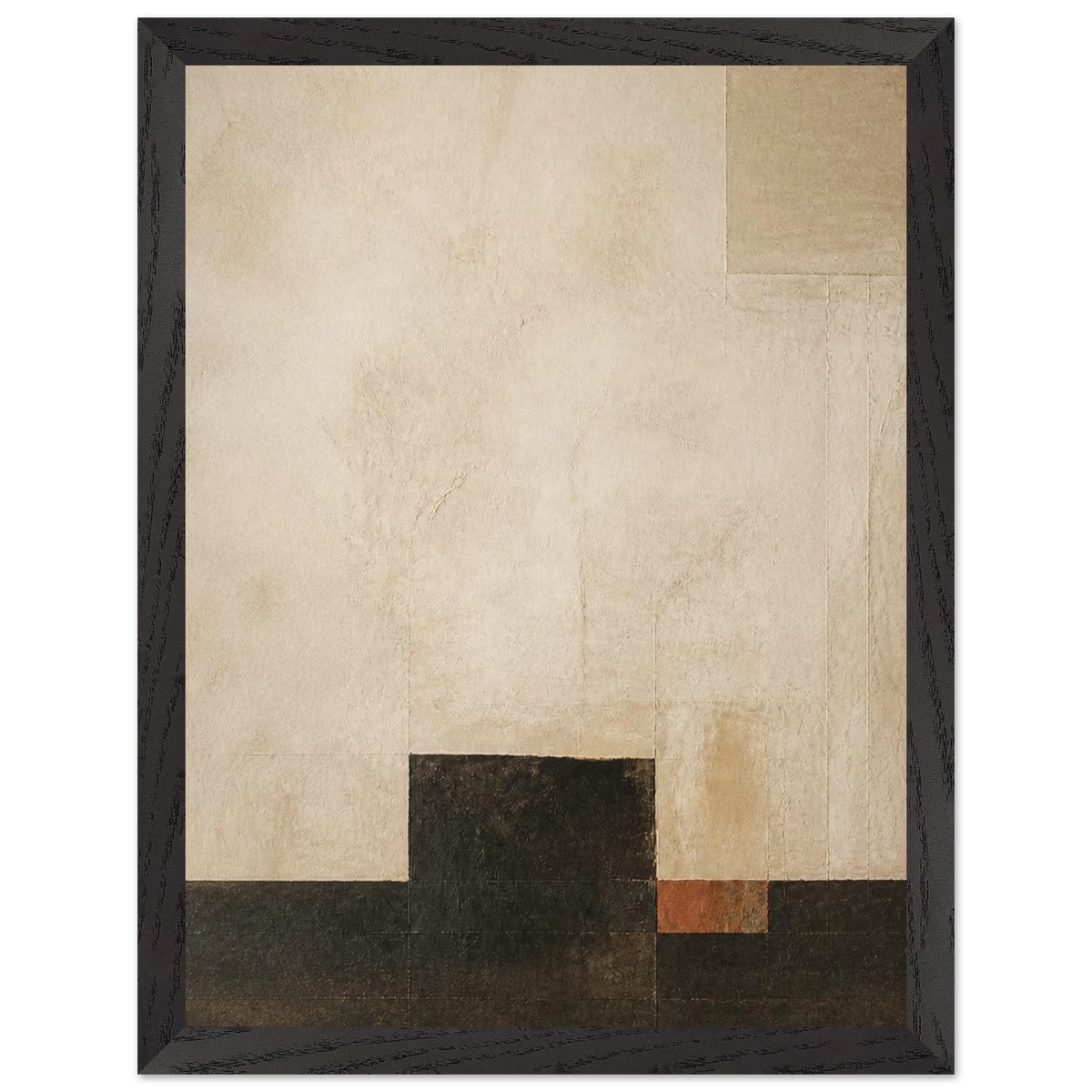 Limewash Triptych, Panel I of III: abstract, mineral texture and neutral tones. Framed fine art print by The Light Stays.