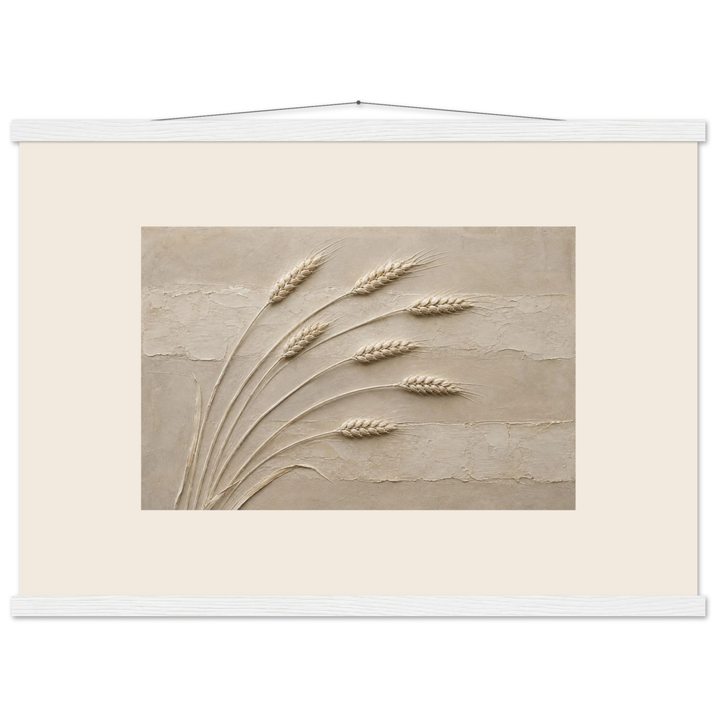 Wheat in Relief: faith, texture and botanical. Fine art poster, alternate frame and size.