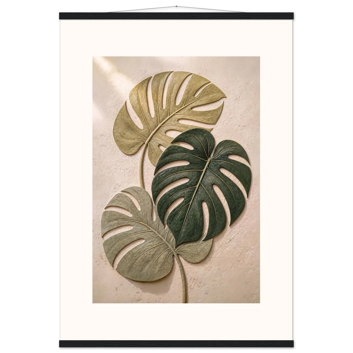 Stone Monstera: botanical and nature. Museum-quality fine art poster.