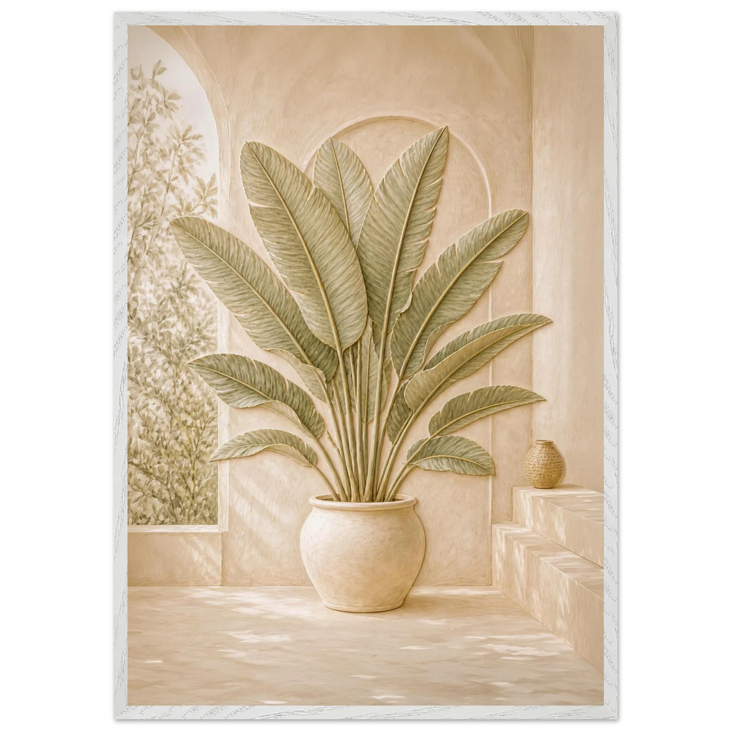 Courtyard Noon: landscape and sun. Museum-quality framed fine art print.