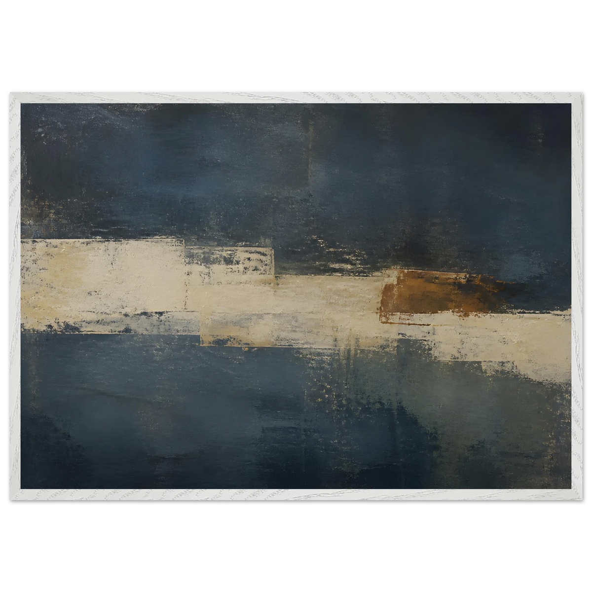Ivory Crossing, abstract, ivory and serene lines. Archival framed fine art print shown framed.