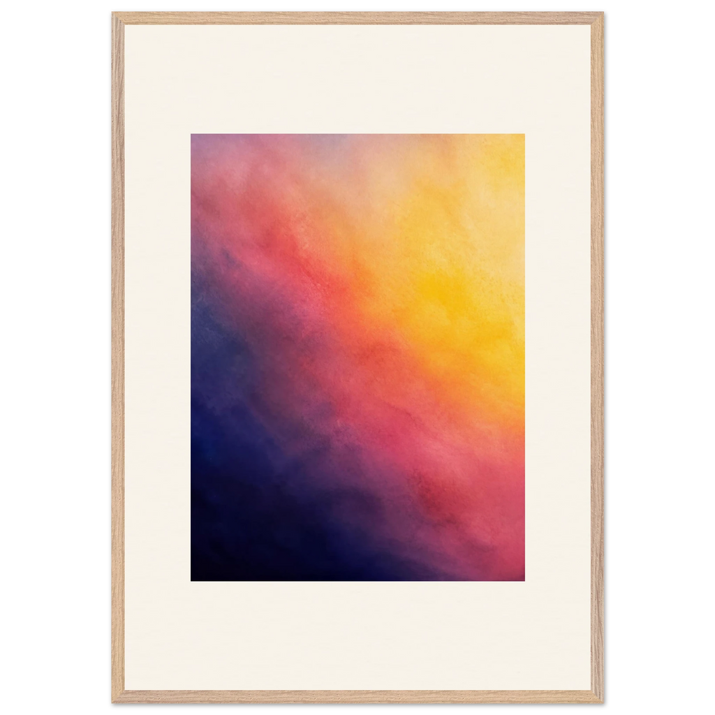 Turquoise and Gold: gradient, night and morning. Framed fine art print, alternate frame and size.