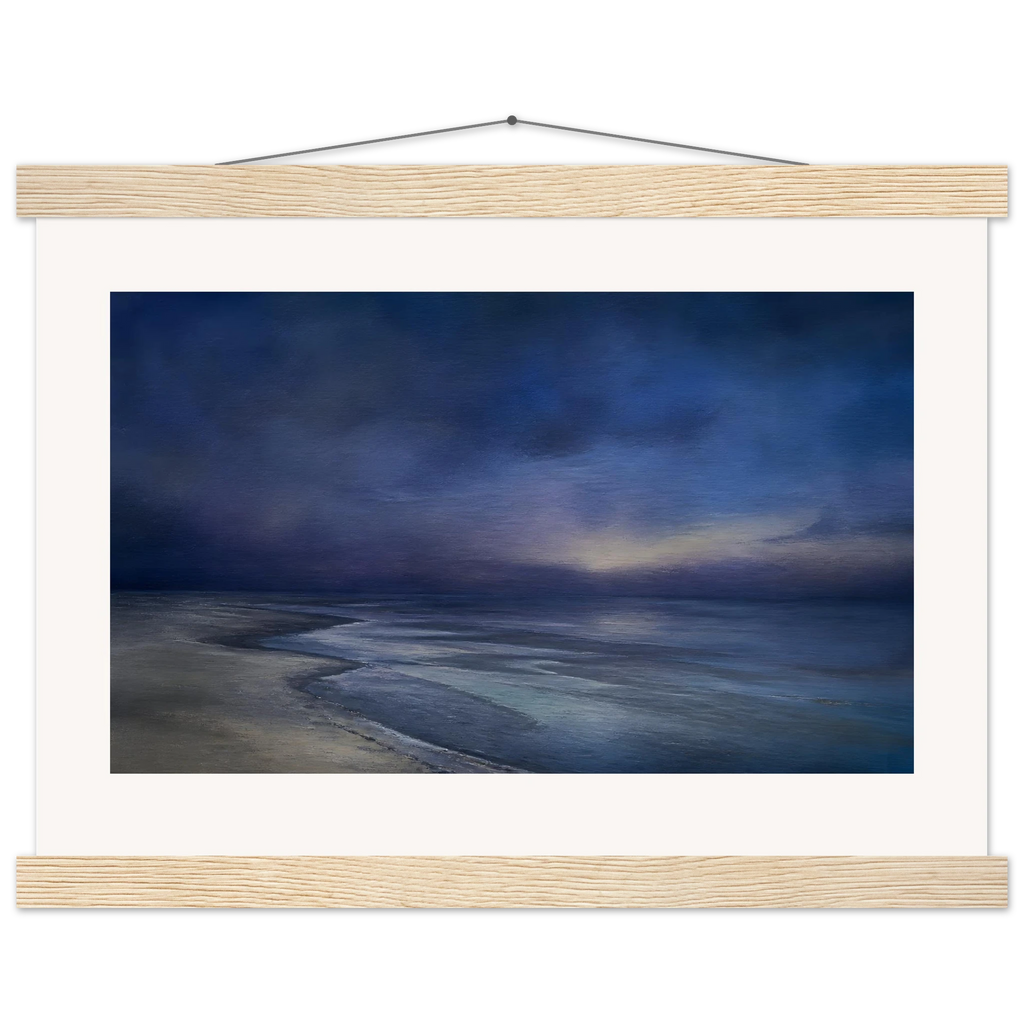 Blue Hour Shore: sea and coastal landscape. Fine art poster.
