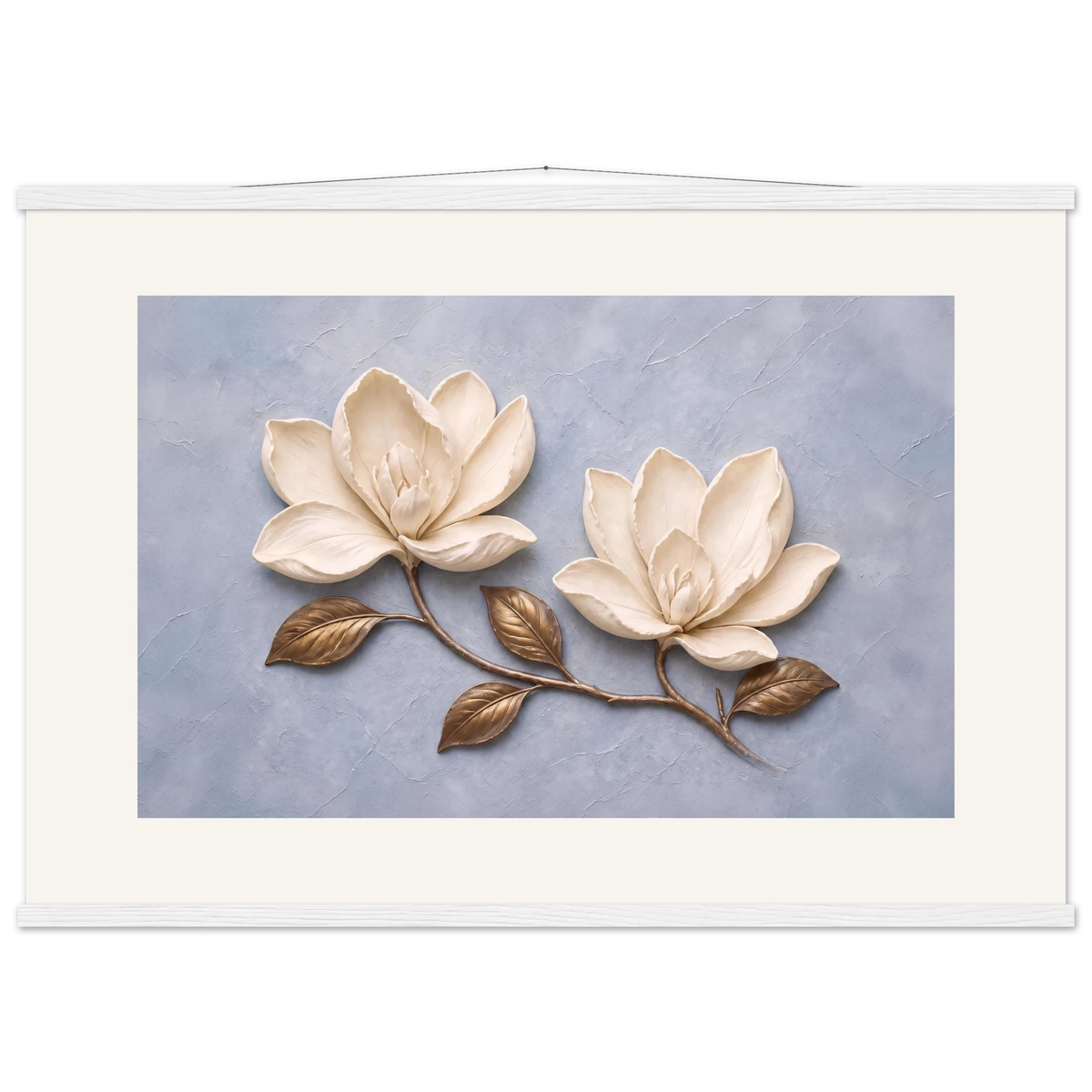 Bronze Magnolia, flowers and botanical. Archival fine art poster shown framed.