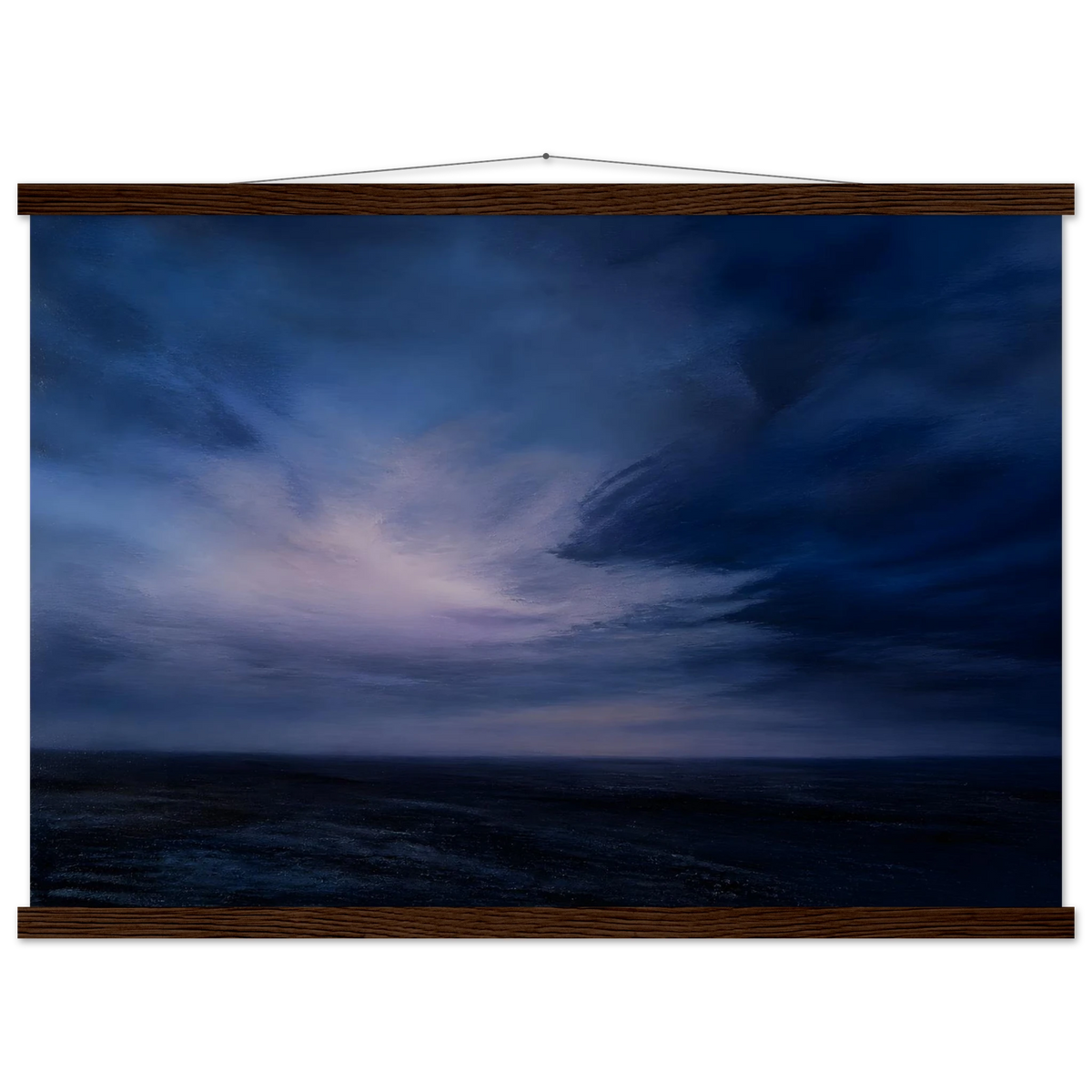 Blue Hour Field: night, horizon and deep blue. Fine art poster, alternate frame and size.