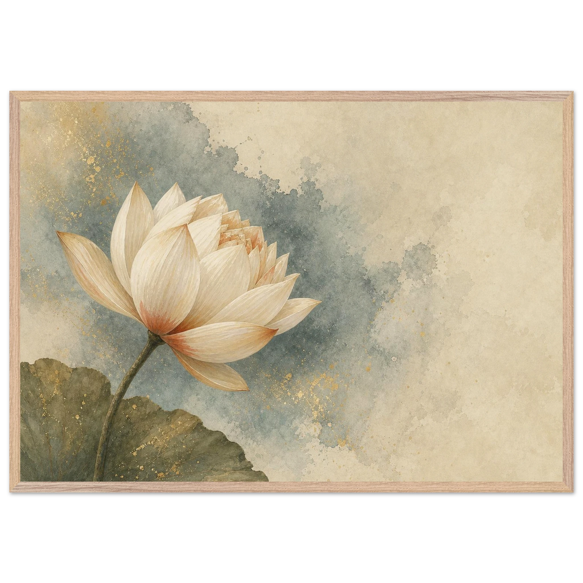 First Lotus Light: flowers and botanical. Framed fine art print, alternate frame and size.