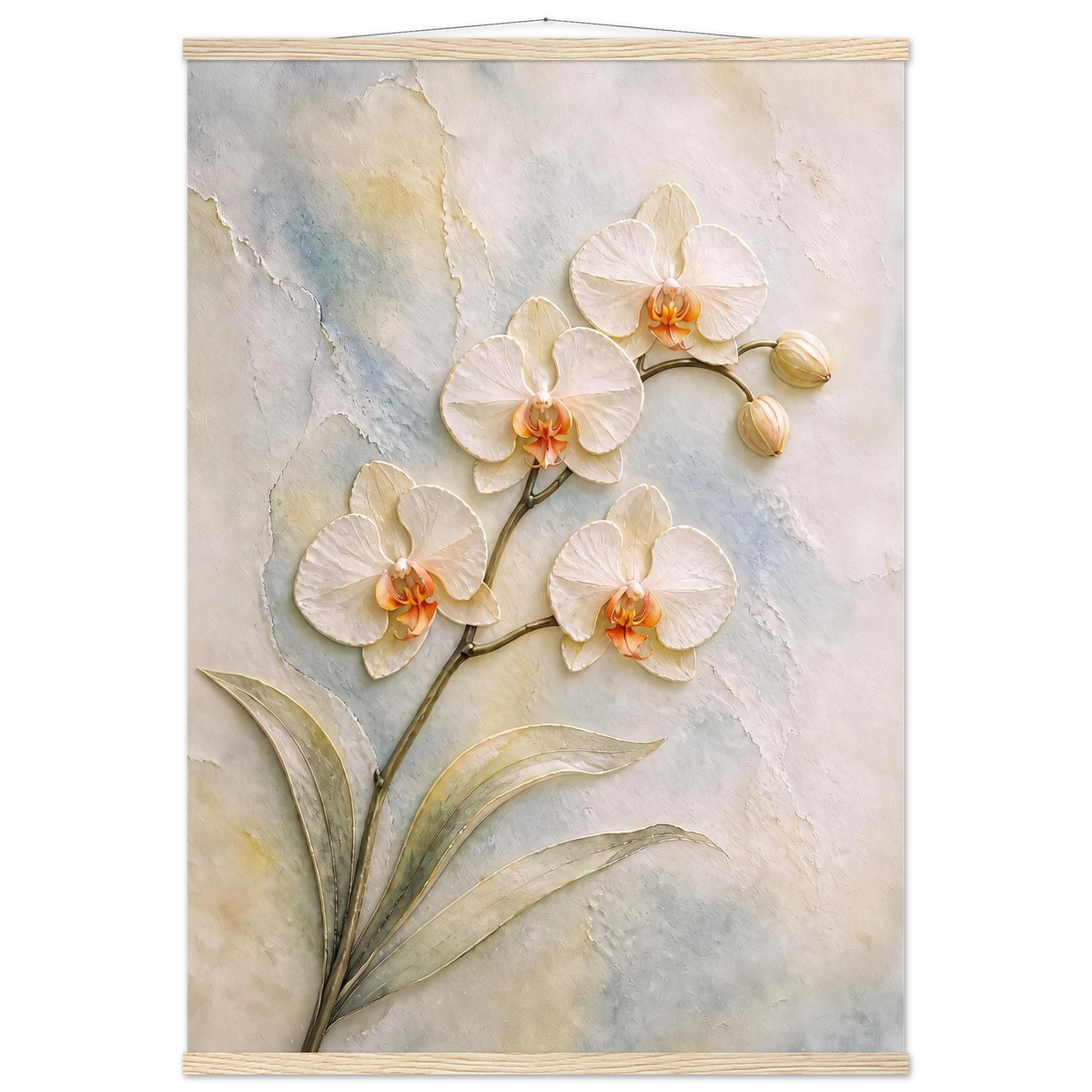Porcelain Orchid, flowers and botanical. Archival fine art poster shown framed.