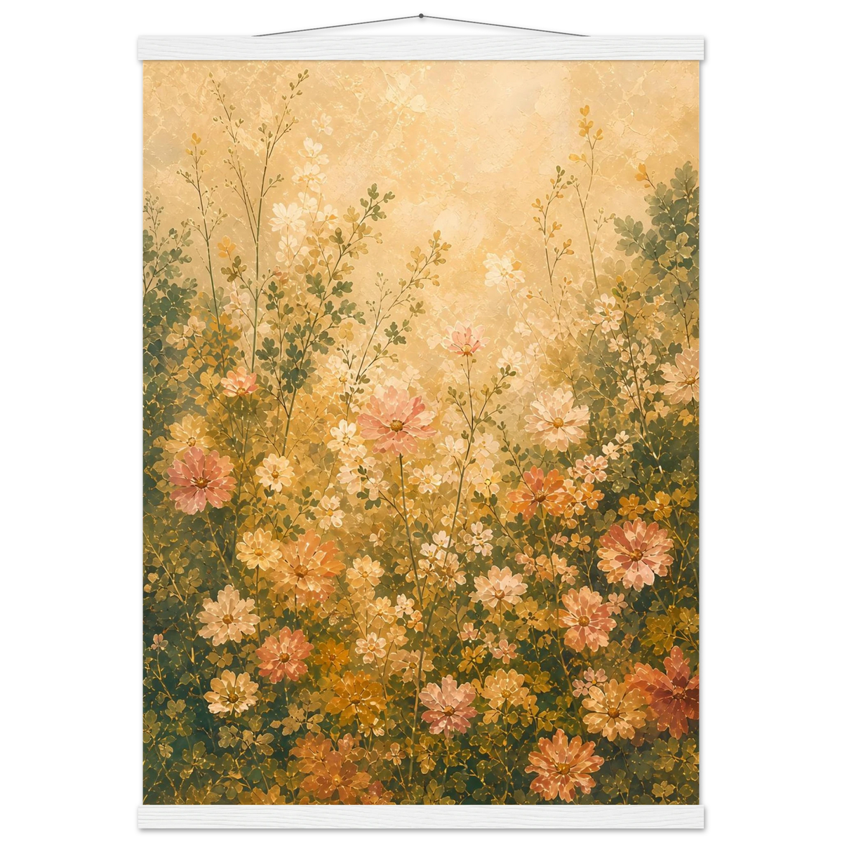 Petal Garden: flowers, botanical and abundance. Fine art poster with wooden hanger by The Light Stays.