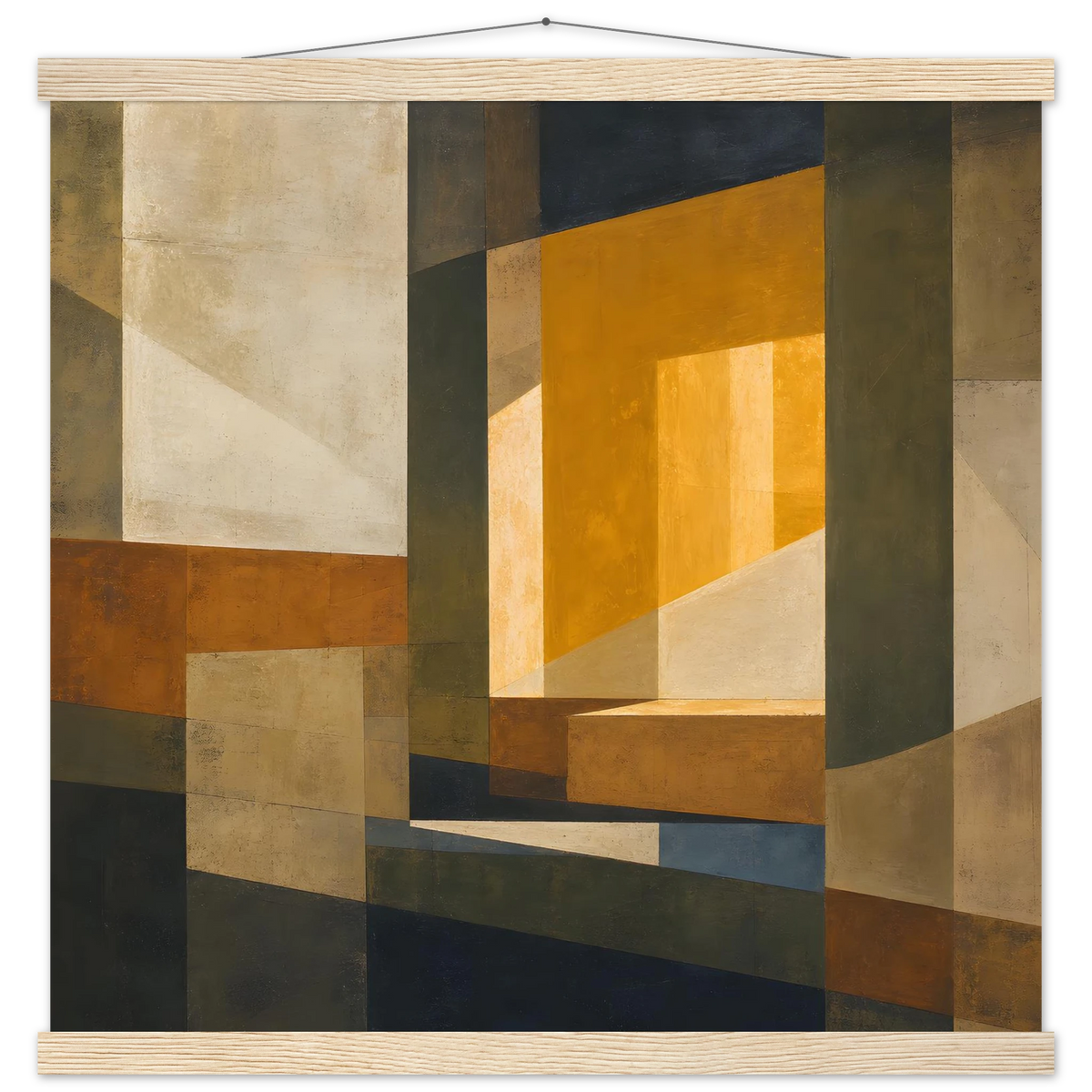 Ochre Window: architecture, mediterranean and earth tones. Fine art poster with wooden hanger by The Light Stays.
