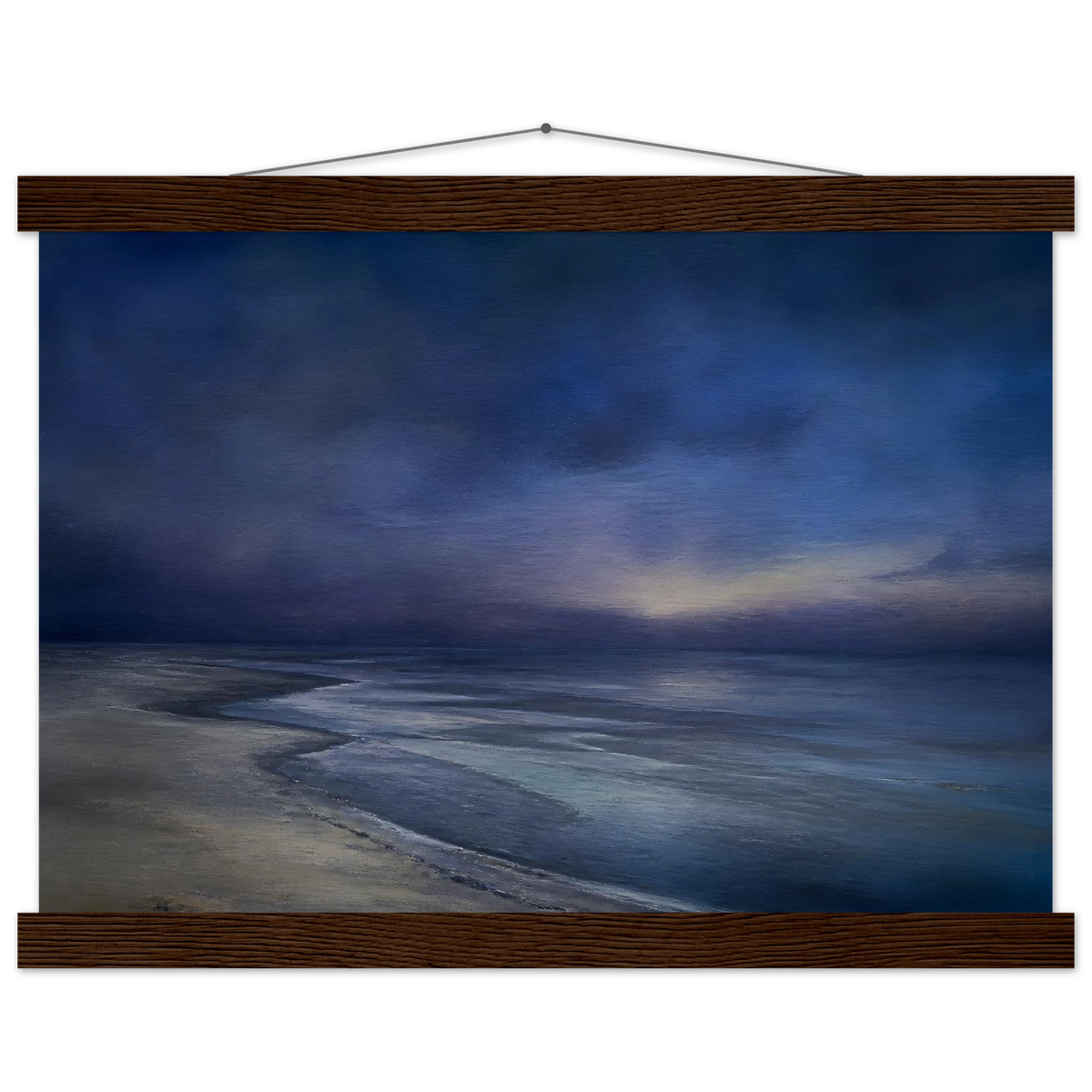 Blue Hour Shore: sea and coastal landscape. Museum-quality fine art poster.