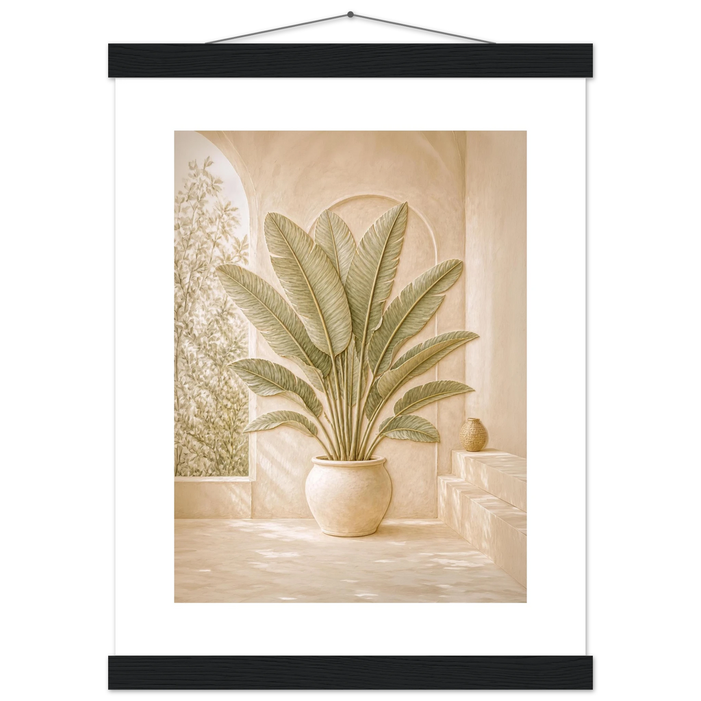 Courtyard Noon: landscape and sun. Fine art poster, alternate frame and size.