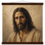 Pôster Kind Eyes com suporte de madeira, retrato sereno de Jesus em luz quente