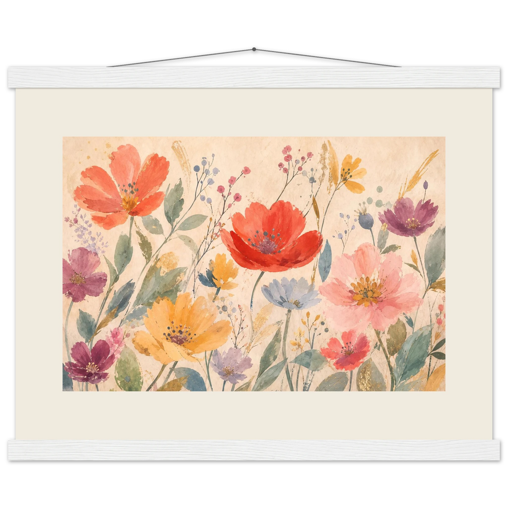 Floral Rhythm: flowers and botanical. Fine art poster, alternate frame and size.