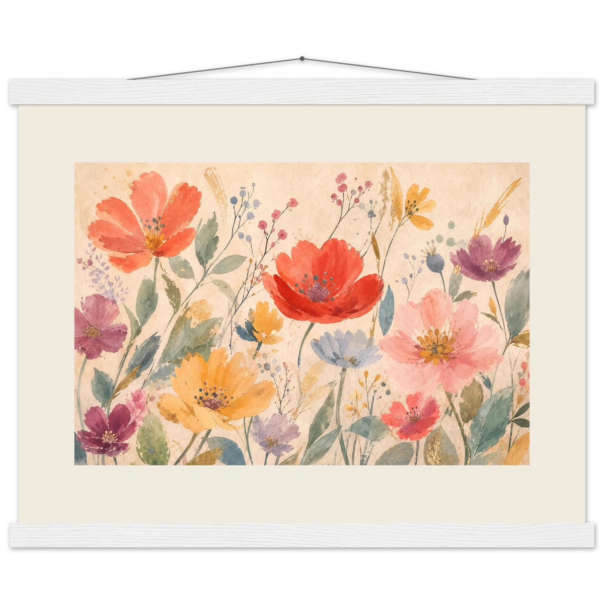 Floral Rhythm: flowers and botanical. Fine art poster, alternate frame and size.