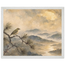 Golden Moon Bird, japanese art and japandi. Archival framed fine art print shown framed.
