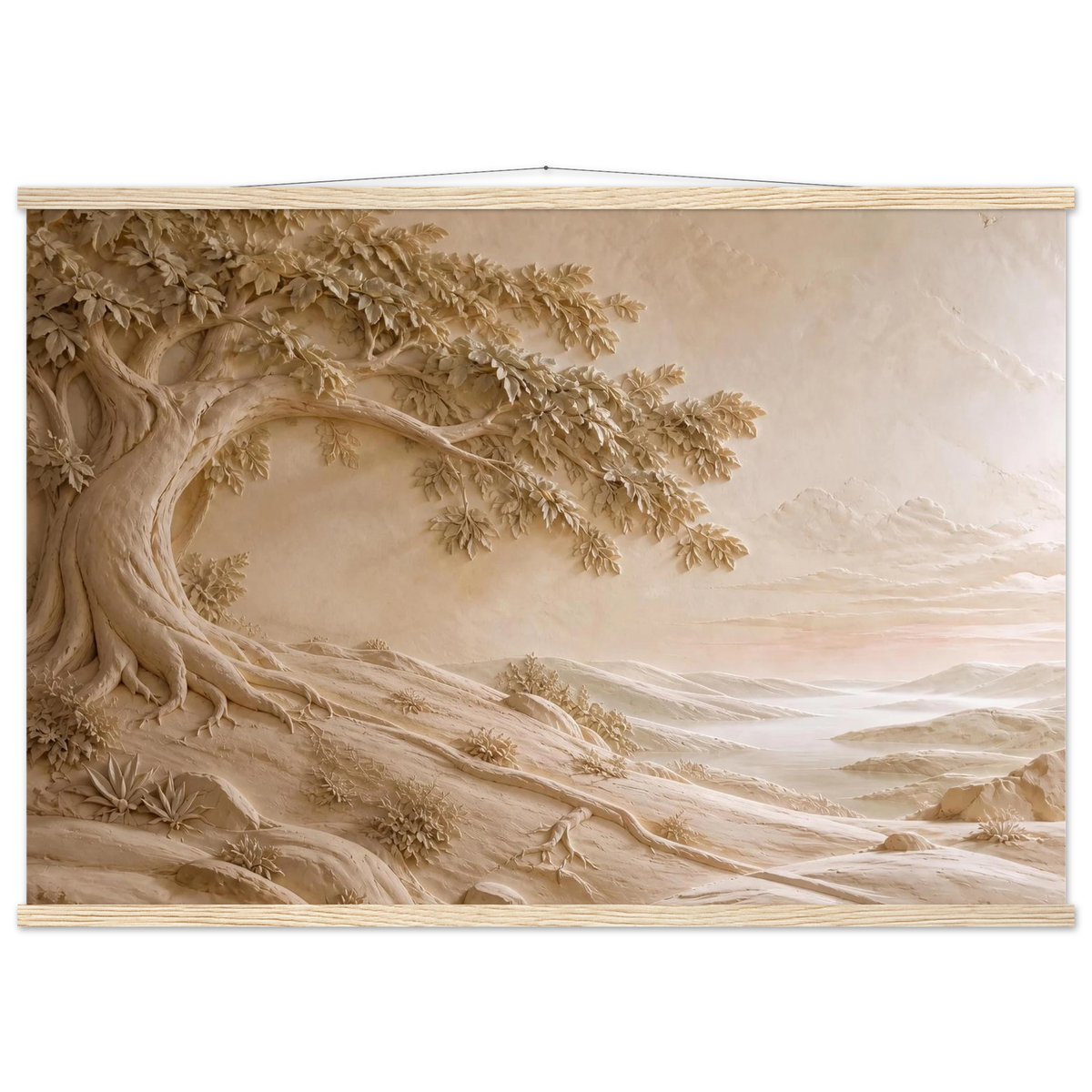 Sandstone Dawn, lumen and siena. Archival fine art poster shown framed.