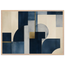 Blue Architecture: geometric abstract, blue and cream. Museum-quality framed fine art print.