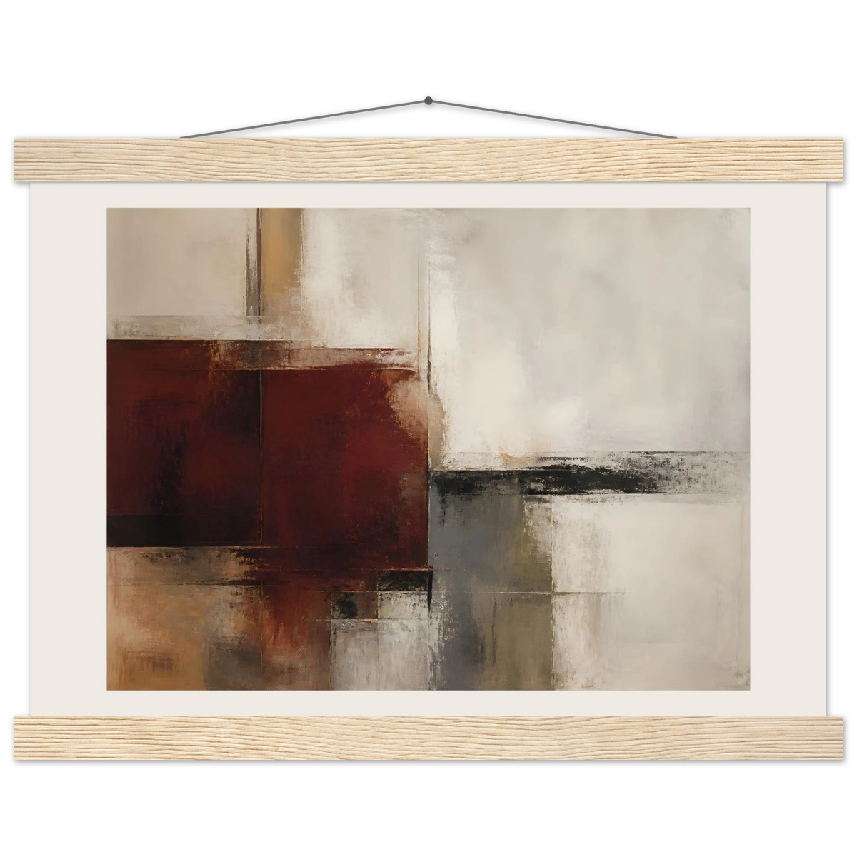 Deep Crimson: abstract, red and color field. Fine art poster with wooden hanger by The Light Stays.
