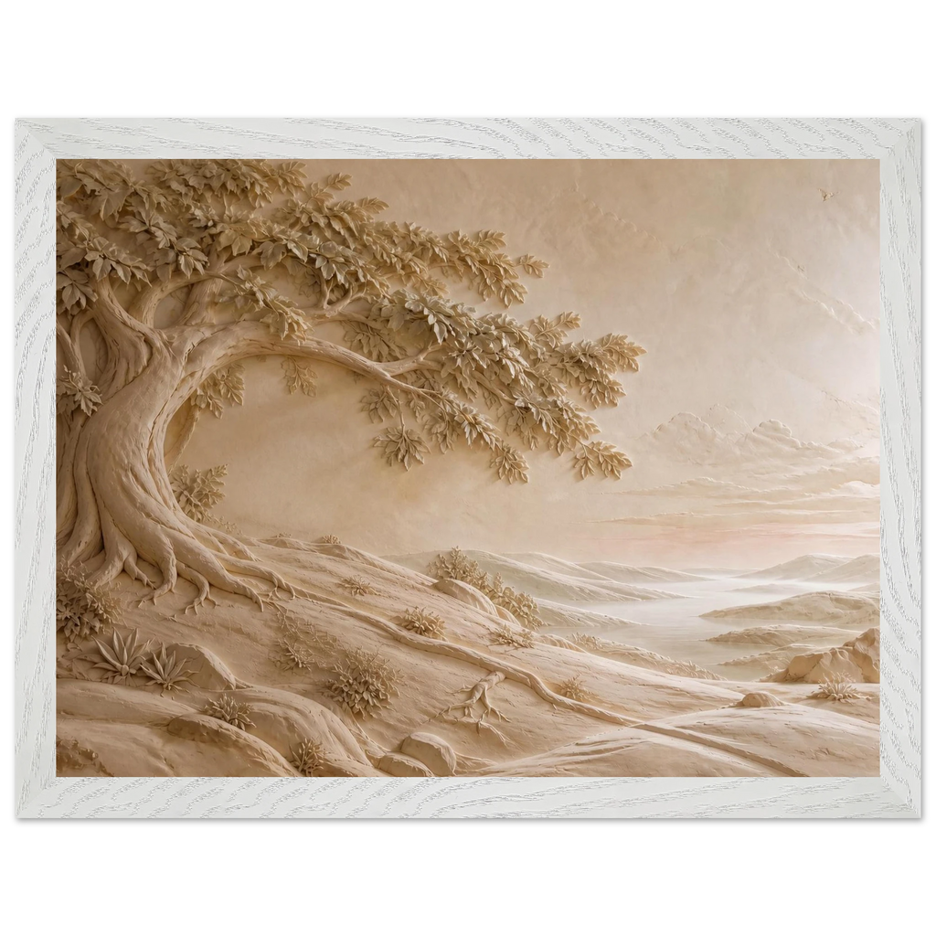 Sandstone Dawn: lumen and siena. Museum-quality framed fine art print.