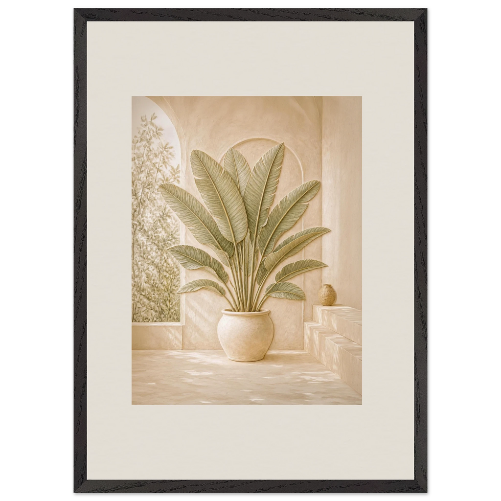 Courtyard Noon, landscape and sun. Archival framed fine art print shown framed.