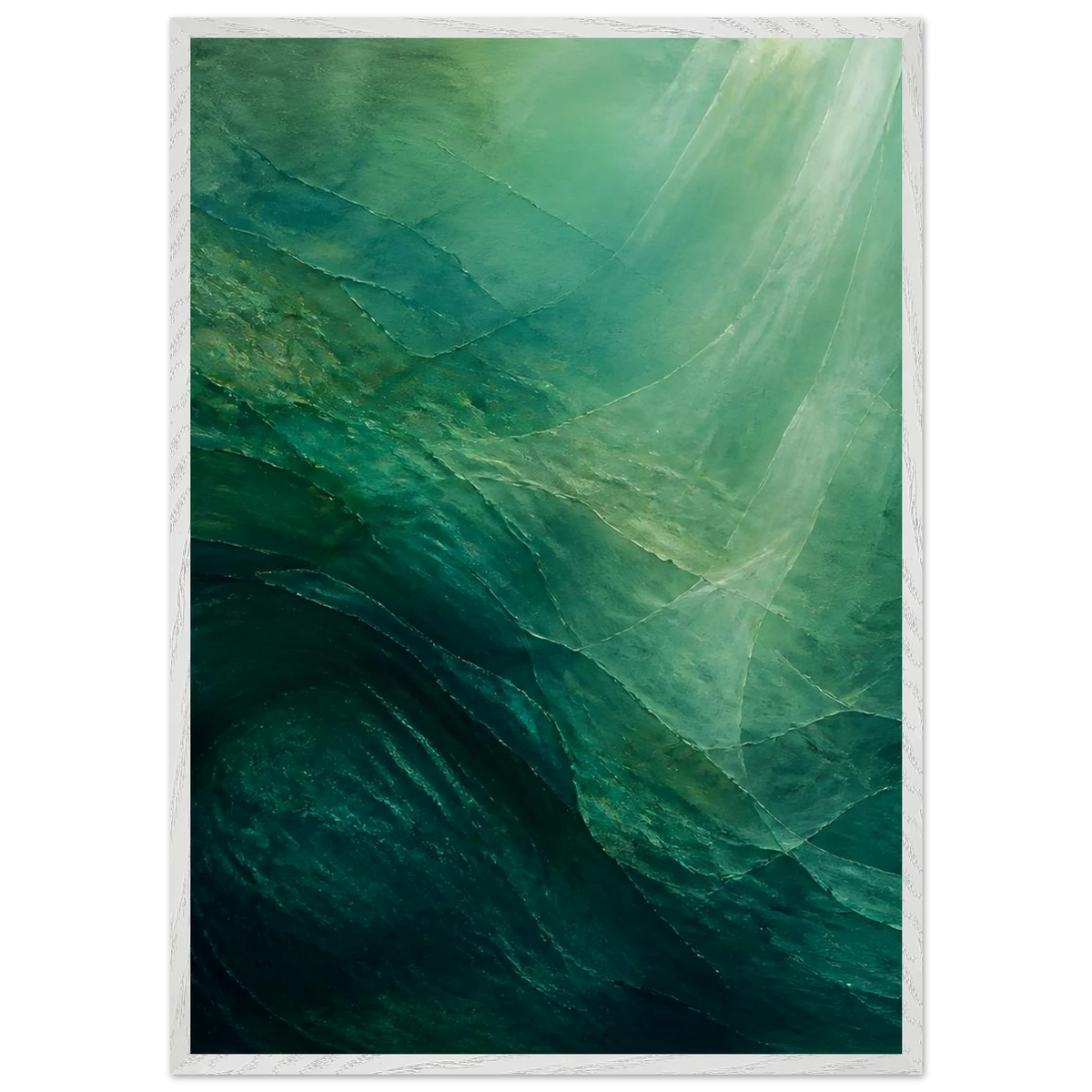 Jade Undertow: ocean, marine abstract and mineral green. Framed fine art print by The Light Stays.