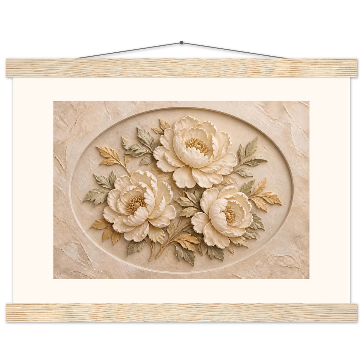 Peonies in Stone: flowers and botanical. Fine art poster.
