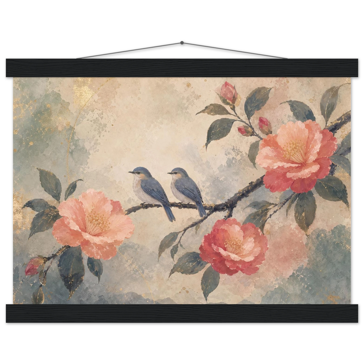 Camellia Birds: flowers and botanical. Fine art poster by The Light Stays.