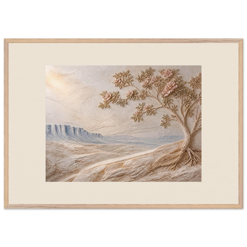 Cliffside Bloom: flowers and botanical. Framed fine art print, alternate frame and size.