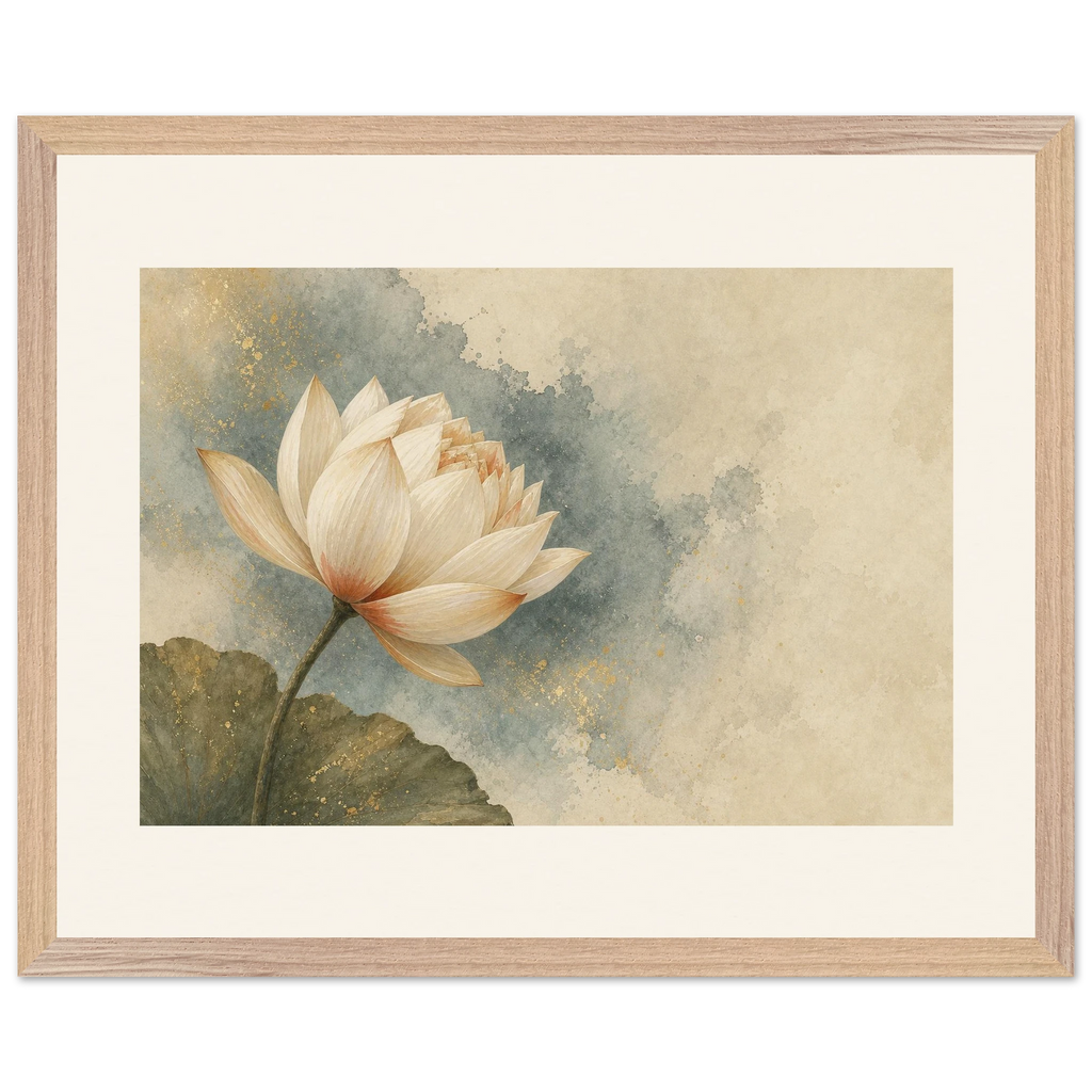 First Lotus Light: flowers and botanical. Framed fine art print by The Light Stays.