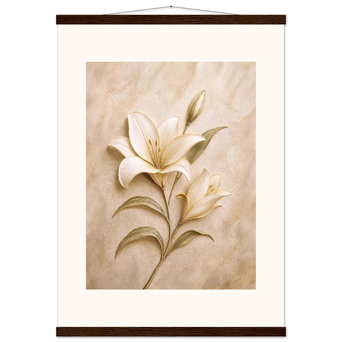 Alabaster Lily: flowers and botanical. Fine art poster, alternate frame and size.