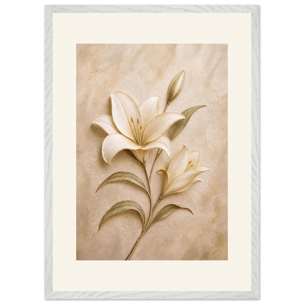 Alabaster Lily: flowers and botanical. Museum-quality framed fine art print.