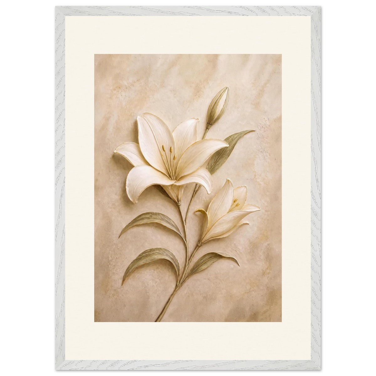 Alabaster Lily: flowers and botanical. Museum-quality framed fine art print.