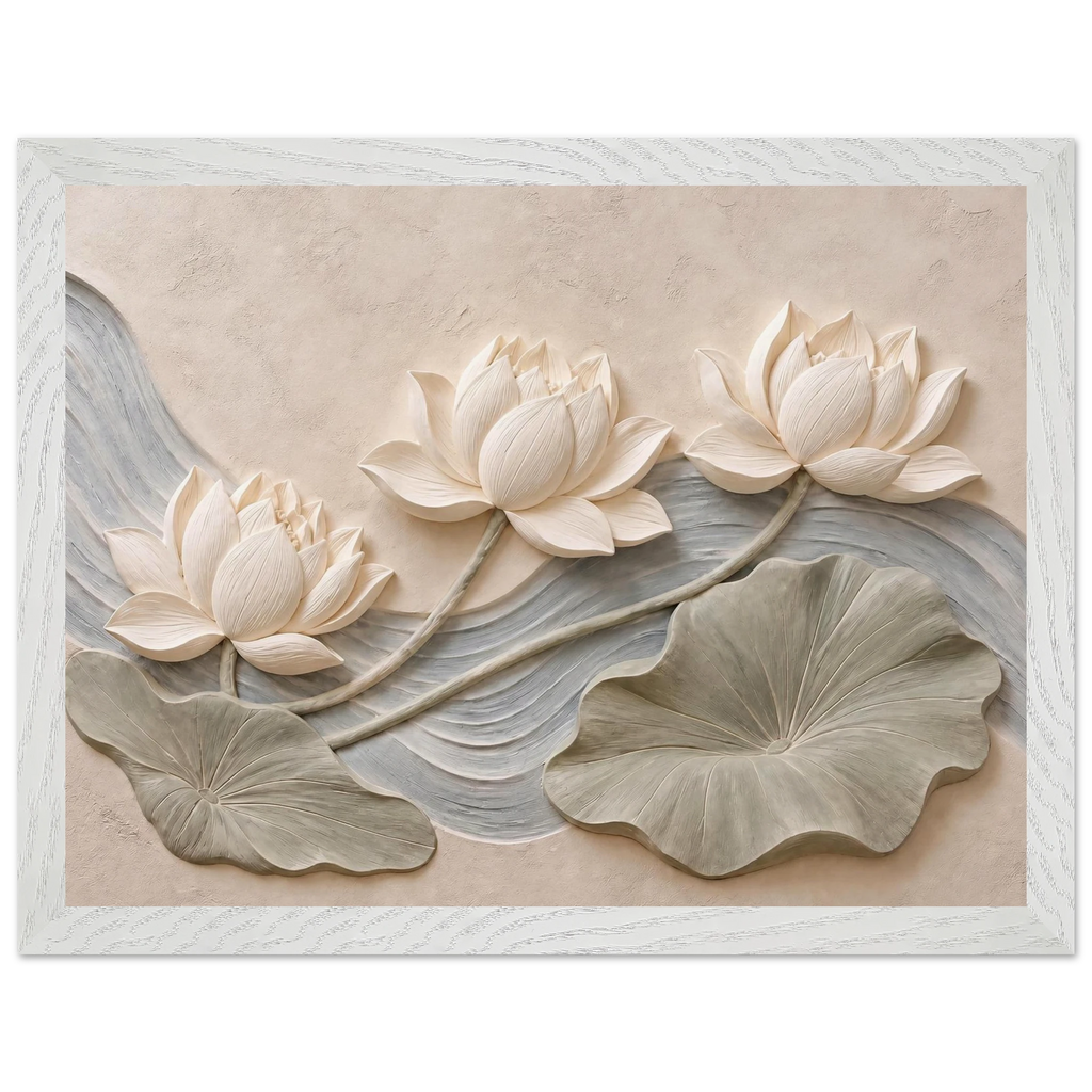 Lotus Current: flowers and botanical. Museum-quality framed fine art print.