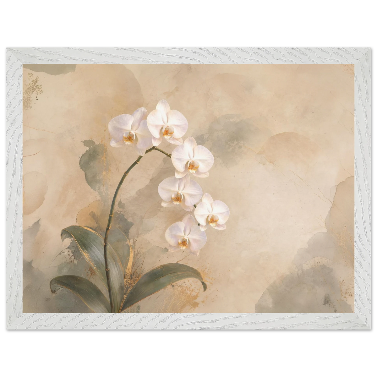 Orchid Luminance: botanical, pale gold and floral art. Framed fine art print by The Light Stays.