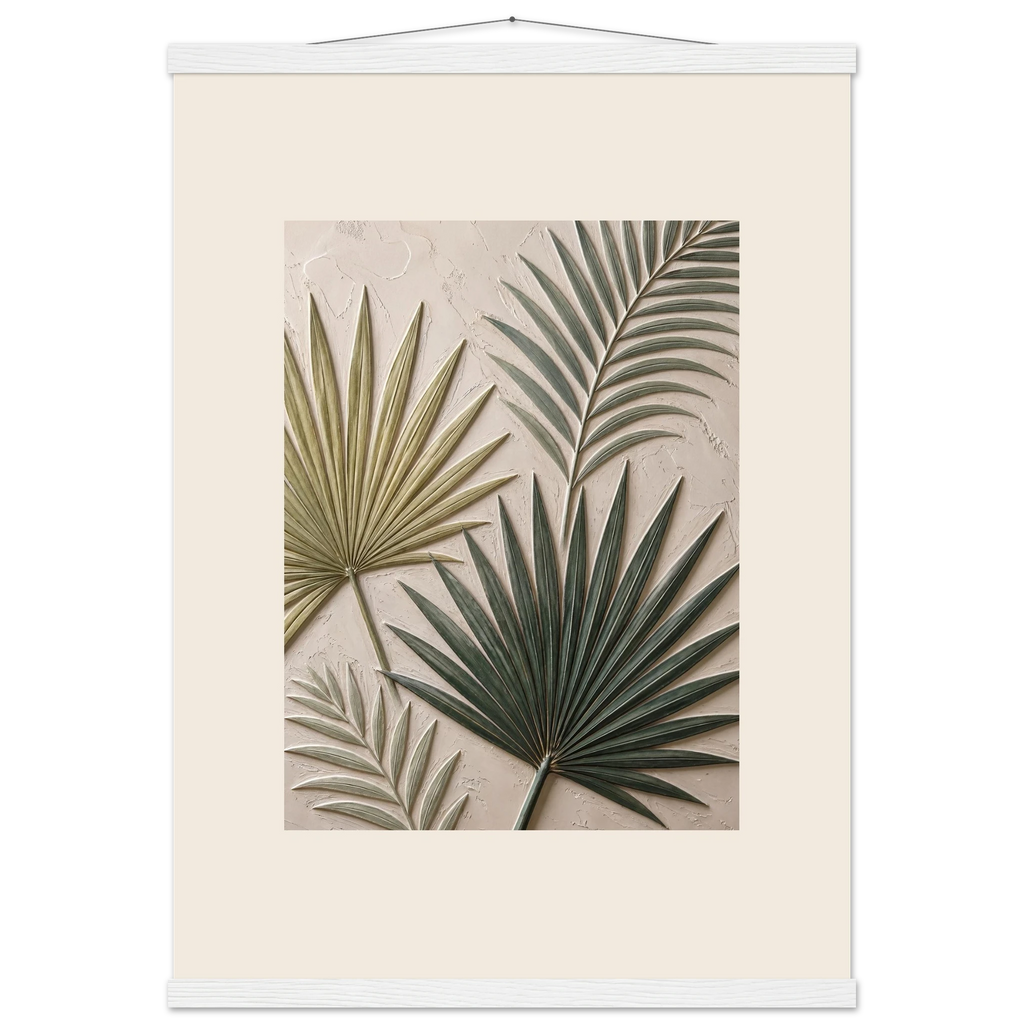 Carved Fronds: impasto, leaves and sand tones. Fine art poster by The Light Stays.