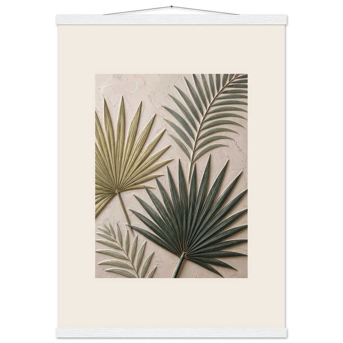 Carved Fronds: impasto, leaves and sand tones. Fine art poster by The Light Stays.