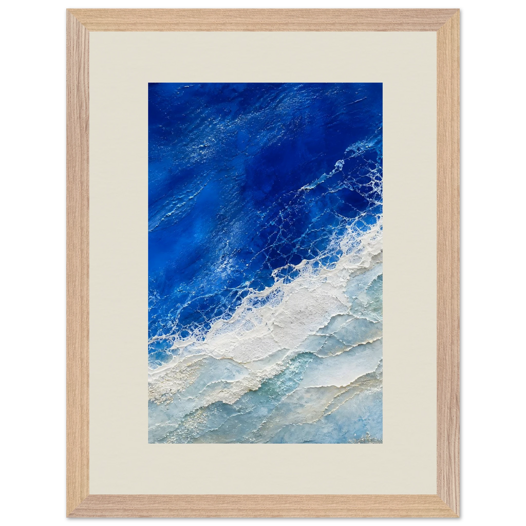 Cobalt Foam, abstract, cobalt and sea foam. Archival framed fine art print shown framed.