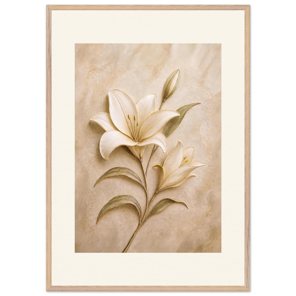 Alabaster Lily: flowers and botanical. Museum-quality framed fine art print.