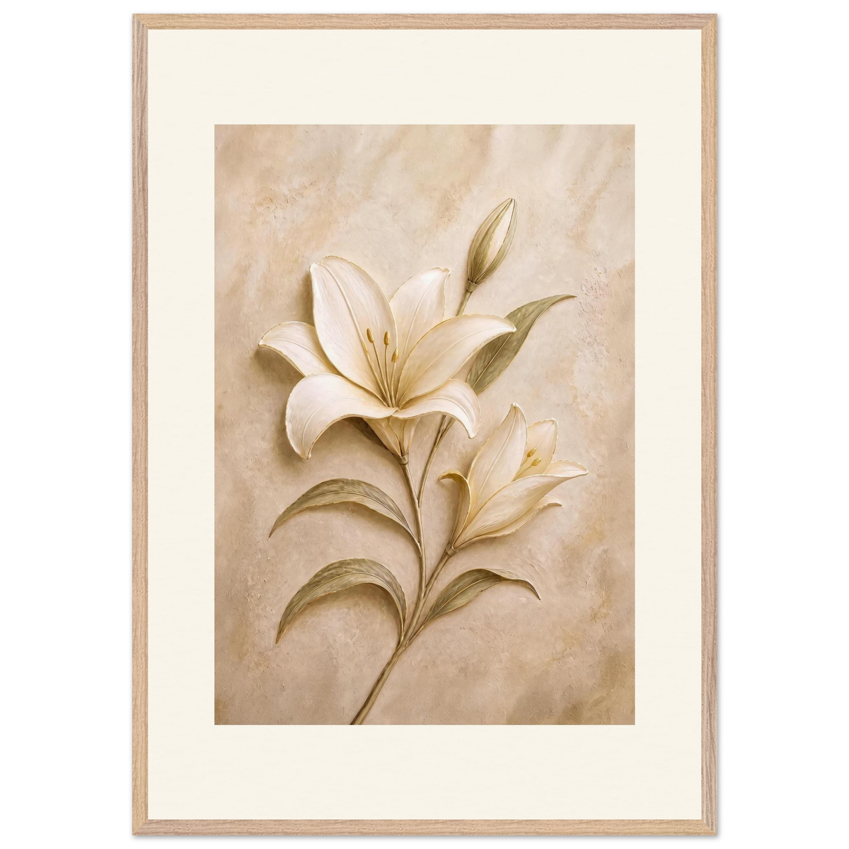 Alabaster Lily: flowers and botanical. Museum-quality framed fine art print.