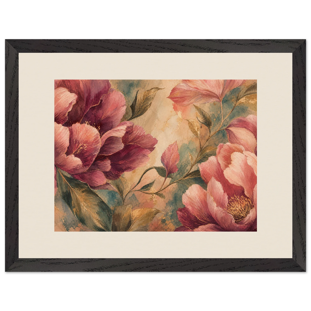Crimson Peonies: flowers and botanical. Framed fine art print.