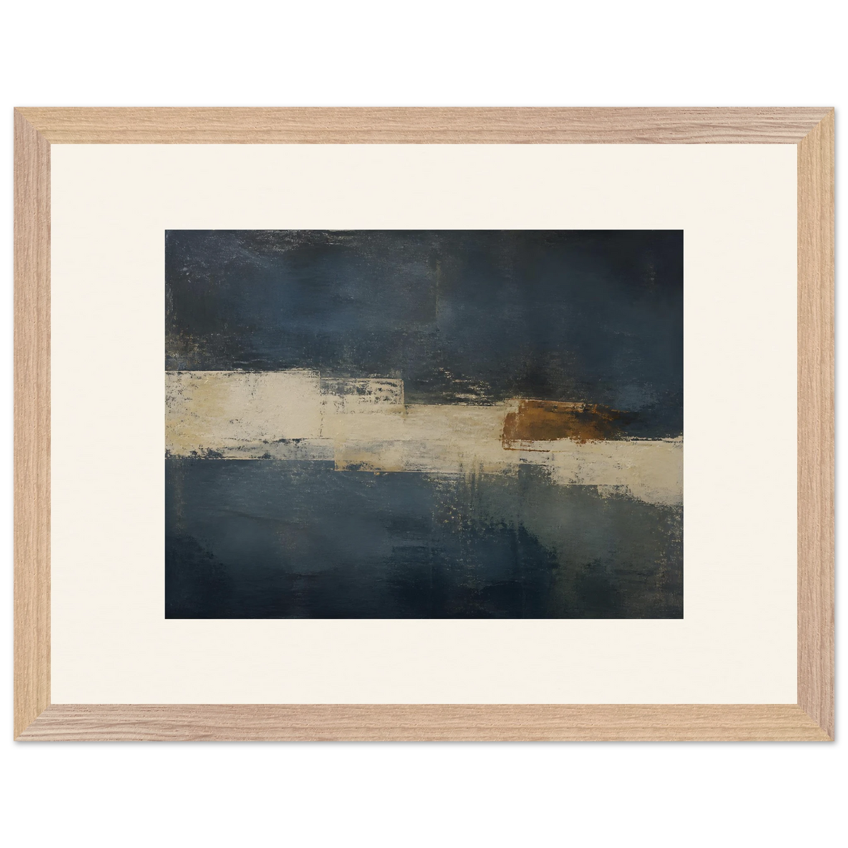 Ivory Crossing: abstract, ivory and serene lines. Framed fine art print, alternate frame and size.