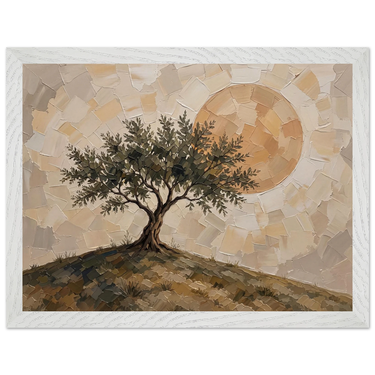 Olive Noon: hills, botanical and golden tones. Framed fine art print by The Light Stays.