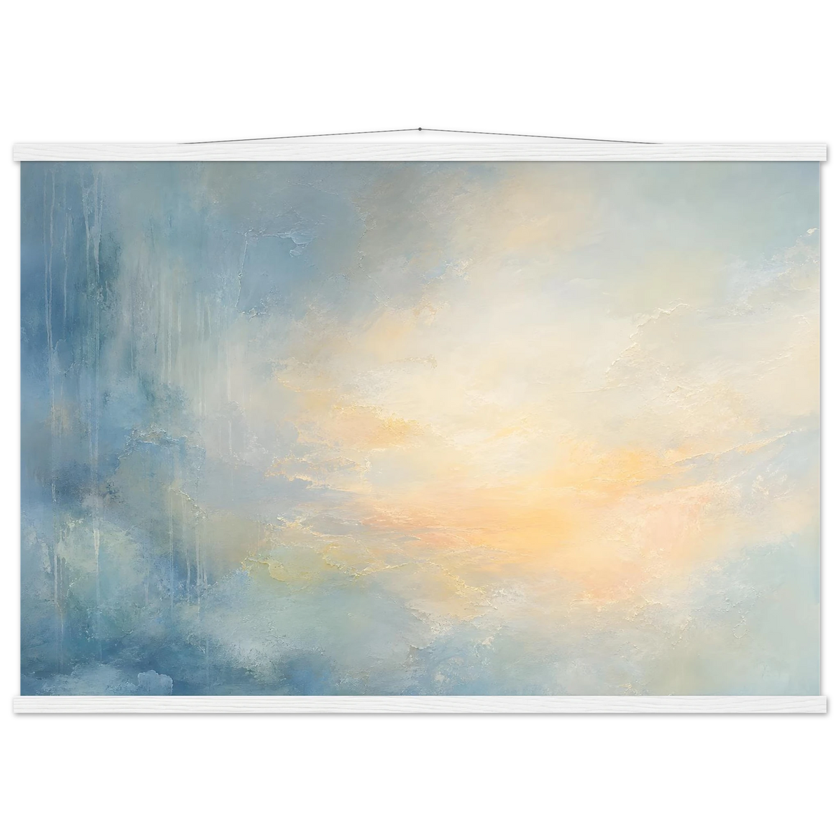 Dawn after Rain: sunrise, coastline and washed light. Fine art poster, alternate frame and size.