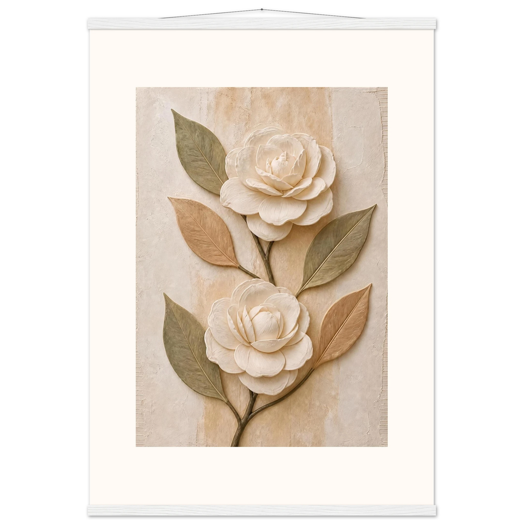 Carved Camellia: flowers and botanical. Fine art poster by The Light Stays.