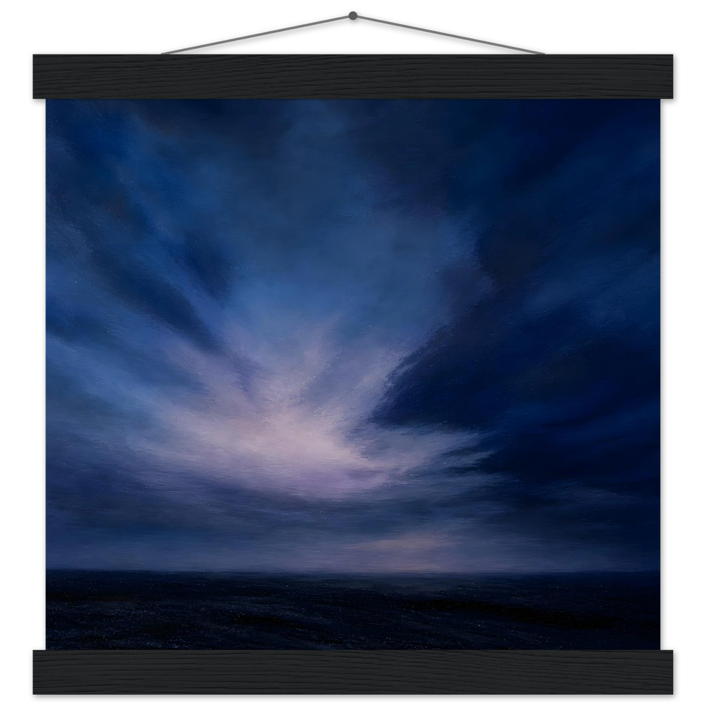 Blue Hour Field: night, horizon and deep blue. Fine art poster by The Light Stays.