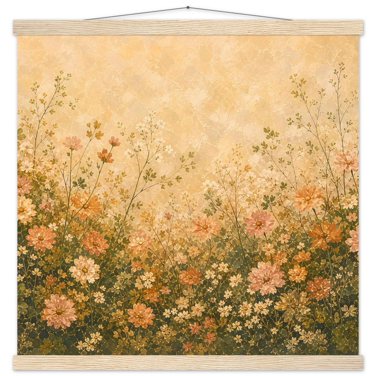 Petal Garden: flowers, botanical and abundance. Fine art poster with wooden hanger by The Light Stays.