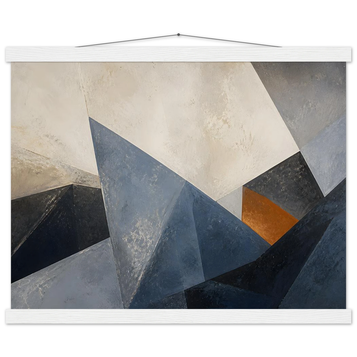 Slate Folds: abstract, mineral blue and texture. Fine art poster, alternate frame and size.