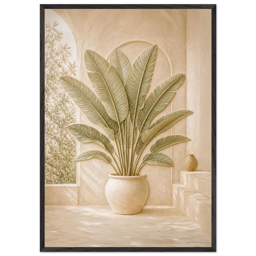 Courtyard Noon: landscape and sun. Museum-quality framed fine art print.