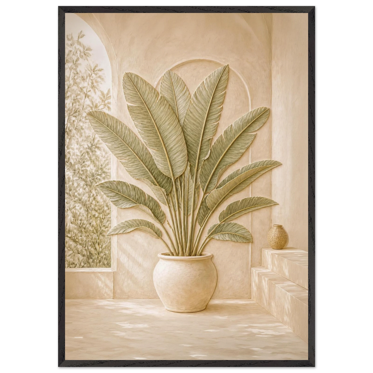 Courtyard Noon: landscape and sun. Museum-quality framed fine art print.